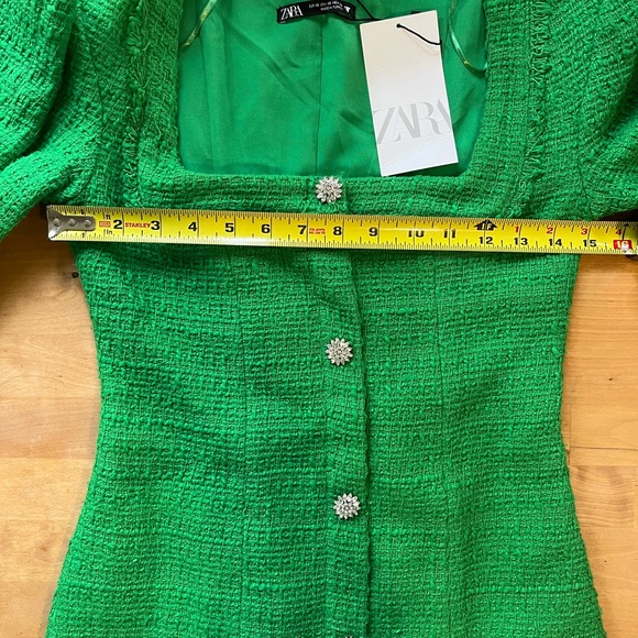 Zara green tweed dress size XS - Picture 3 of 9